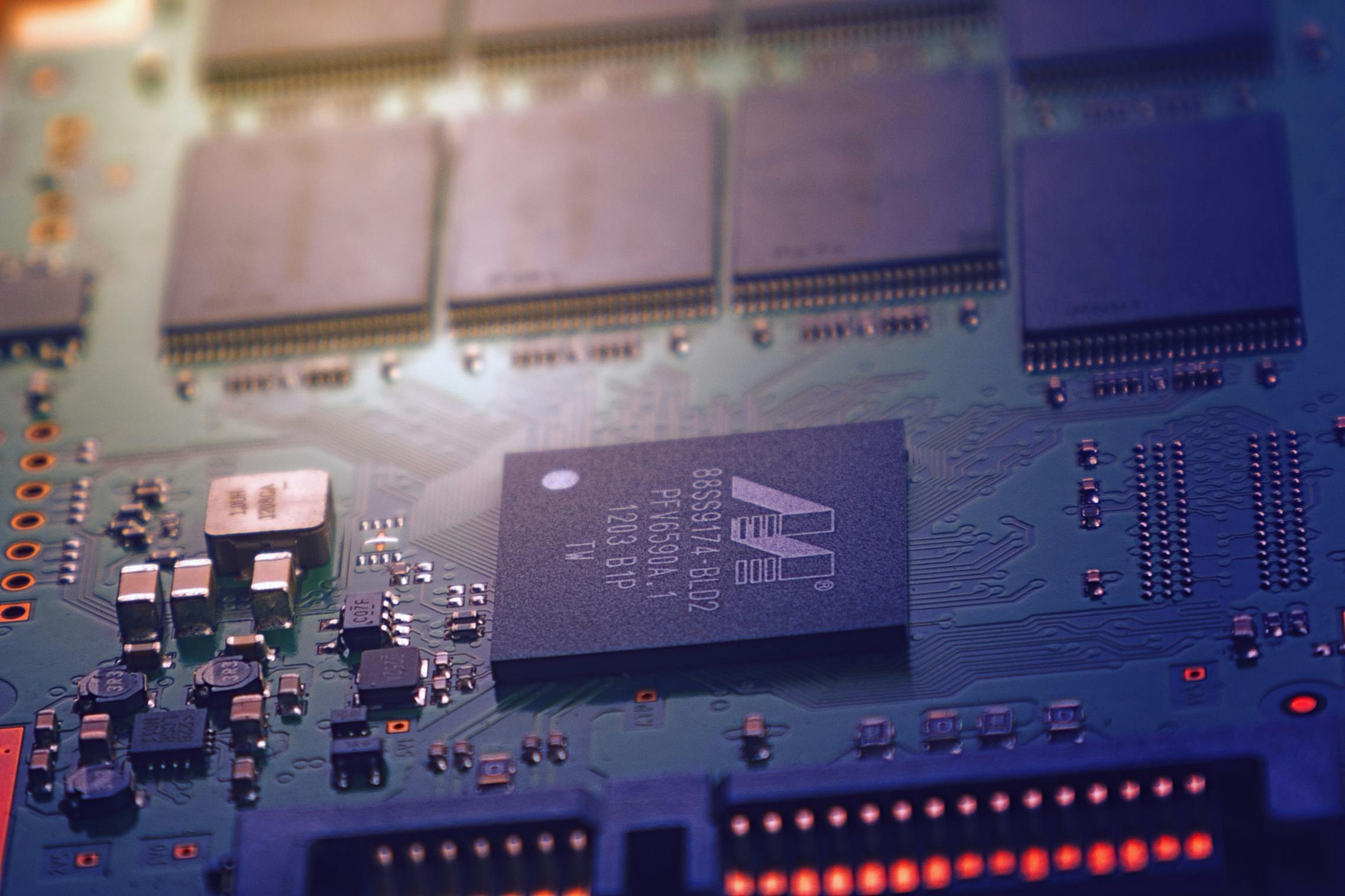 Close-up of a PCB